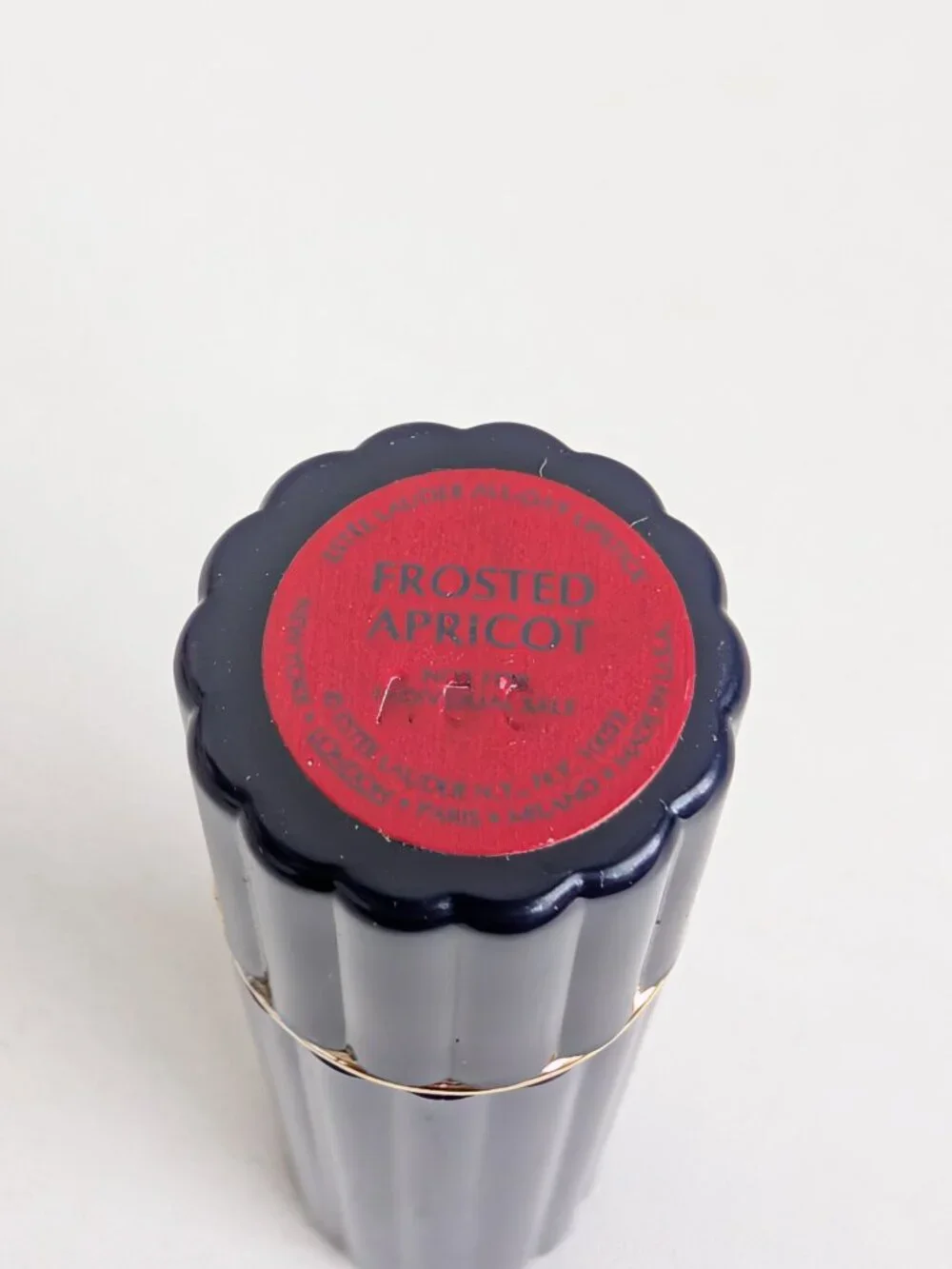 Estee Lauder Lipstick New ALL-DAY FROSTED APRICOT Blue Ribbed Tube Full Size